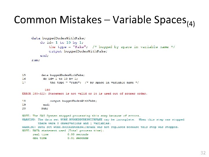 Common Mistakes – Variable Spaces(4) 32 