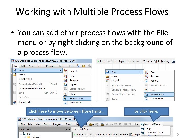 Working with Multiple Process Flows • You can add other process flows with the