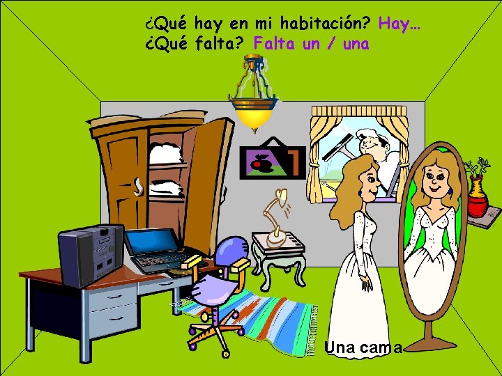 MEIN en ZIMMER! ¿Qué hay mi habitación? Hay… ¿Qué falta? Falta un / una MEIN en ZIMMER! ¿Qué hay mi habitación? Hay… ¿Qué falta? Falta un / una