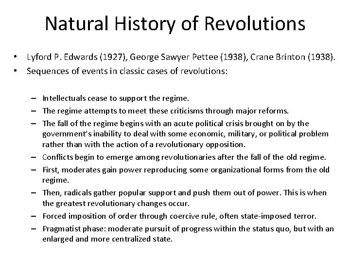 Natural History of Revolutions • Lyford P. Edwards (1927), George Sawyer Pettee (1938), Crane