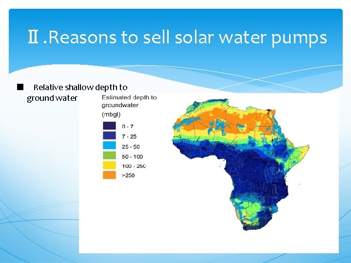 Ⅱ. Reasons to sell solar water pumps ■ Relative shallow depth to ground water