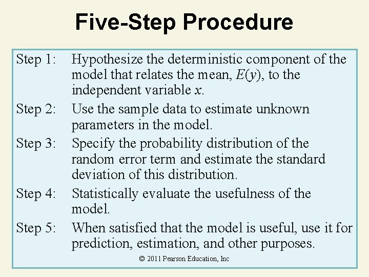 Five-Step Procedure Step 1: Step 2: Step 3: Step 4: Step 5: Hypothesize the