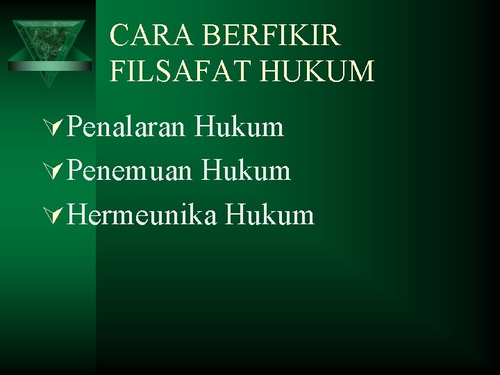 CARA BERFIKIR FILSAFAT HUKUM ÚPenalaran Hukum ÚPenemuan Hukum ÚHermeunika Hukum 