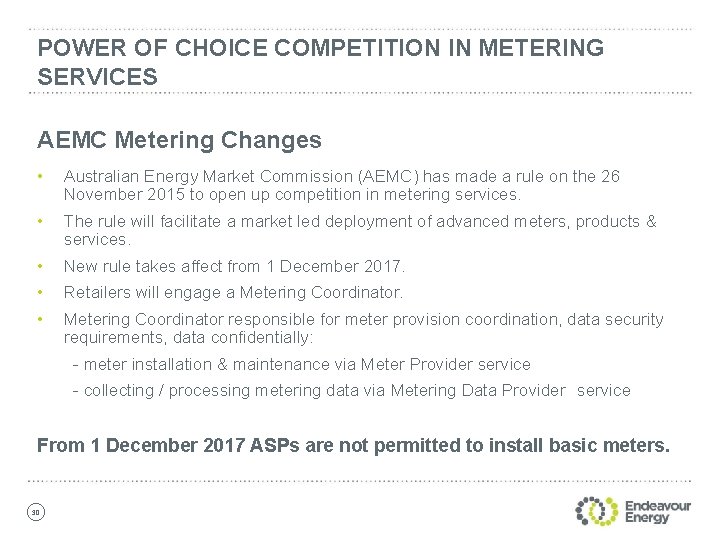 POWER OF CHOICE COMPETITION IN METERING SERVICES AEMC Metering Changes • Australian Energy Market