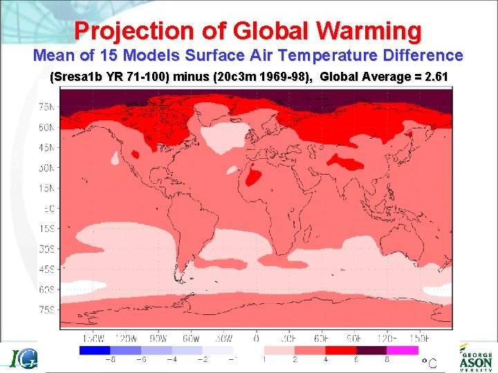 Projection of Global Warming Mean of 15 Models Surface Air Temperature Difference (Sresa 1