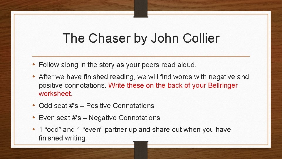 The Chaser by John Collier • Follow along in the story as your peers