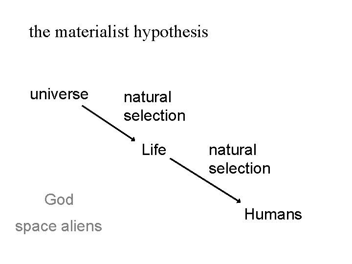 the materialist hypothesis universe natural selection Life God space aliens natural selection Humans 