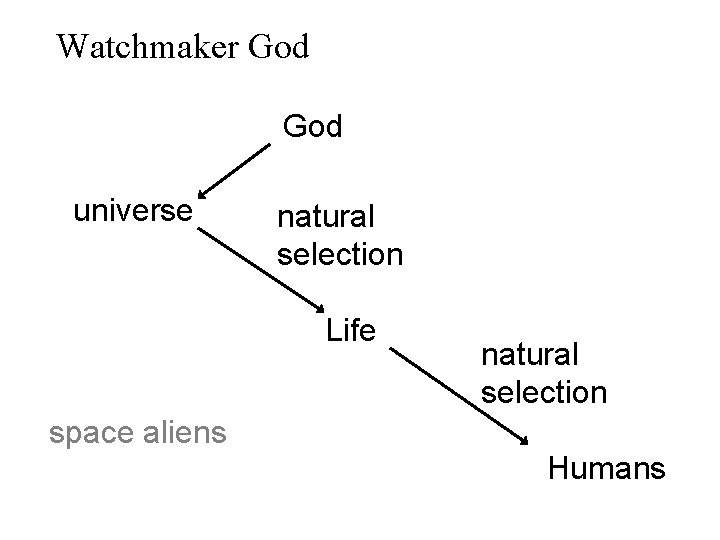 Watchmaker God universe natural selection Life natural selection space aliens Humans 
