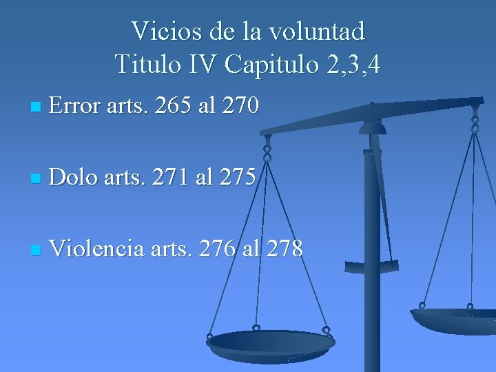 Vicios de la voluntad Titulo IV Capitulo 2, 3, 4 n Error arts. 265