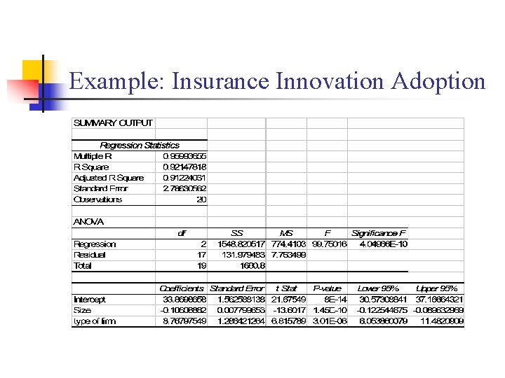 Example: Insurance Innovation Adoption 