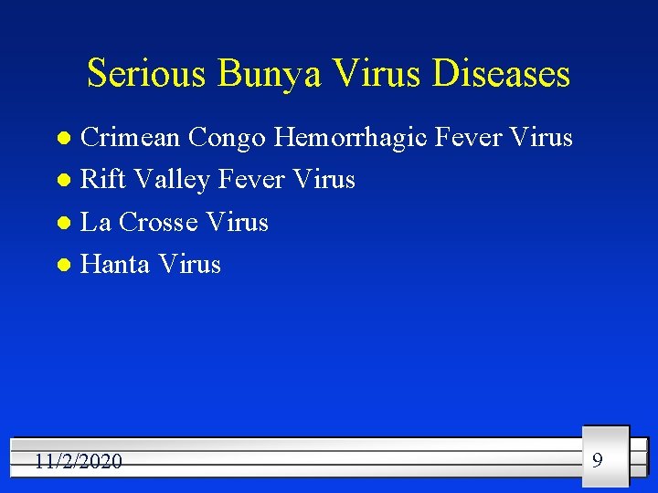 Serious Bunya Virus Diseases Crimean Congo Hemorrhagic Fever Virus l Rift Valley Fever Virus
