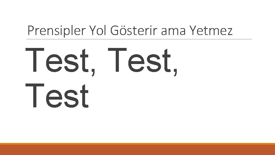 Prensipler Yol Gösterir ama Yetmez Test, Test 