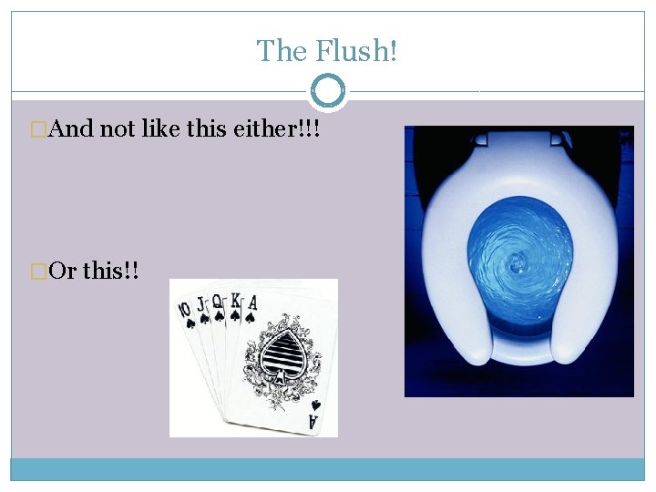 The Flush! �And not like this either!!! �Or this!! 
