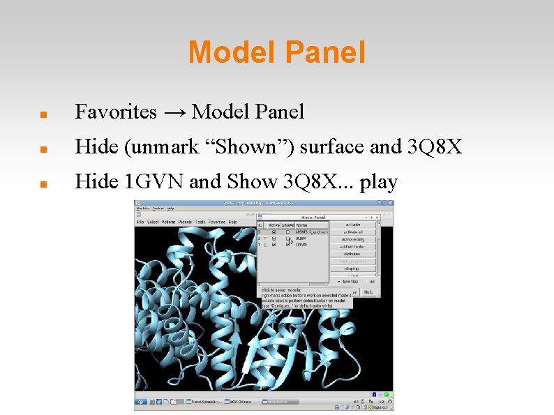 Model Panel Favorites → Model Panel Hide (unmark “Shown”) surface and 3 Q 8