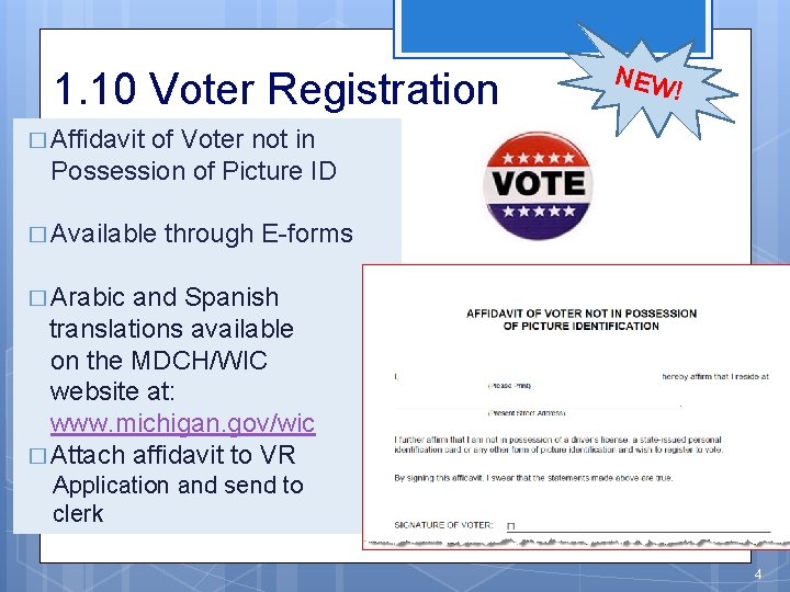 1. 10 Voter Registration NEW ! � Affidavit of Voter not in Possession of