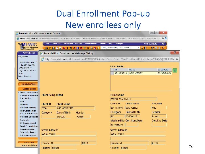 Dual Enrollment Pop-up New enrollees only 74 