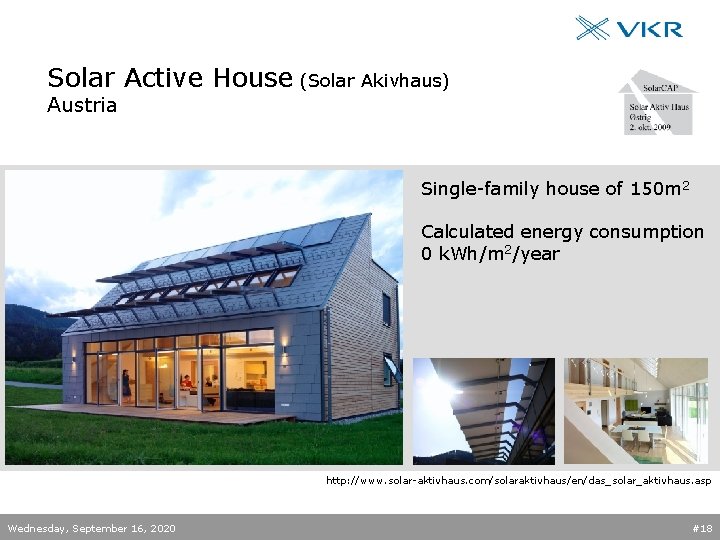 Solar Active House (Solar Akivhaus) Austria Single-family house of 150 m 2 Calculated energy