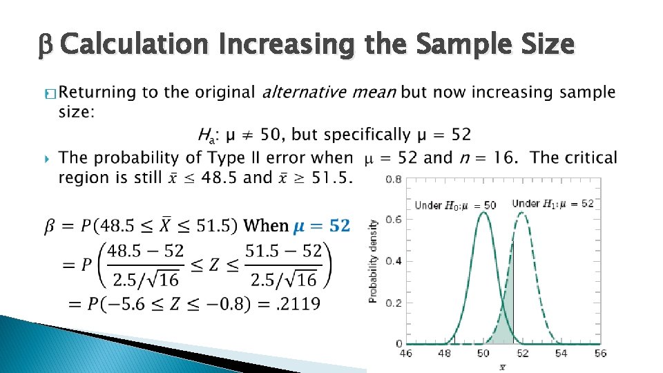 b Calculation Increasing the Sample Size � 