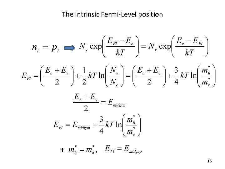 The Intrinsic Fermi-Level position If 16 