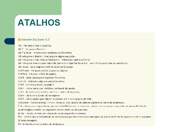 ATALHOS 15 