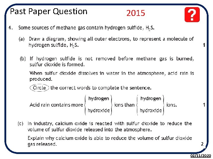 Past Paper Question 2015 02/11/2020 