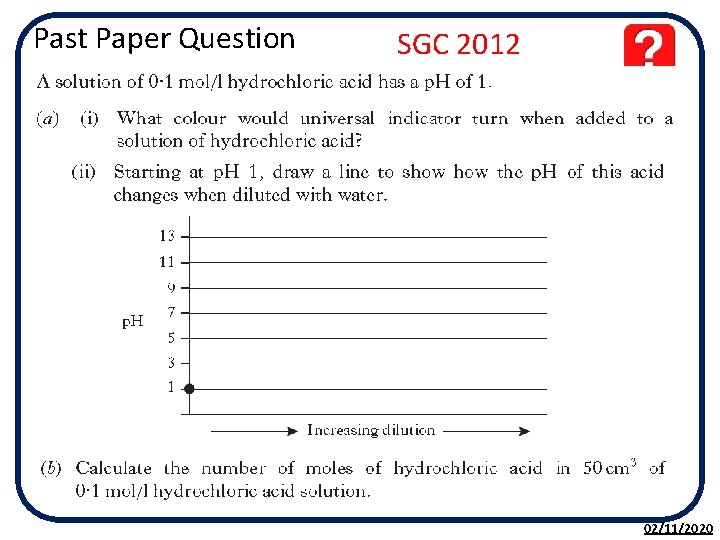 Past Paper Question SGC 2012 02/11/2020 