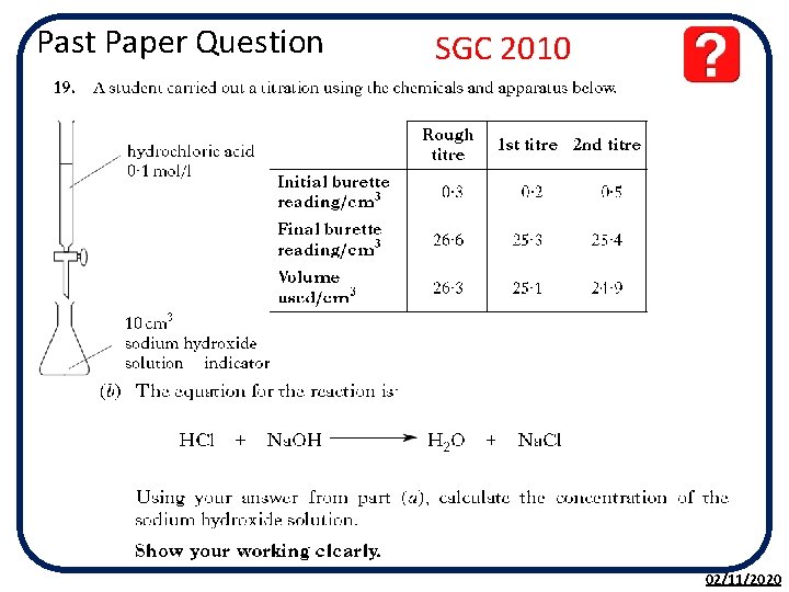 Past Paper Question SGC 2010 02/11/2020 