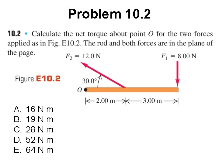 Problem 10. 2 A. B. C. D. E. 16 N m 19 N m