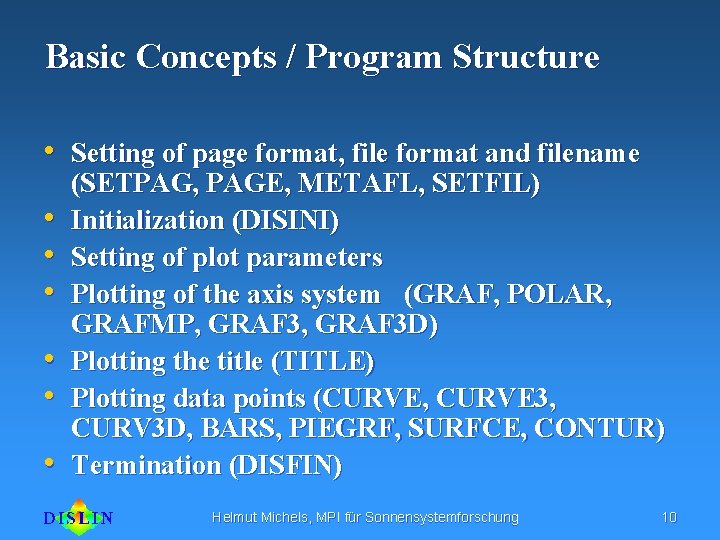 Basic Concepts / Program Structure • Setting of page format, file format and filename