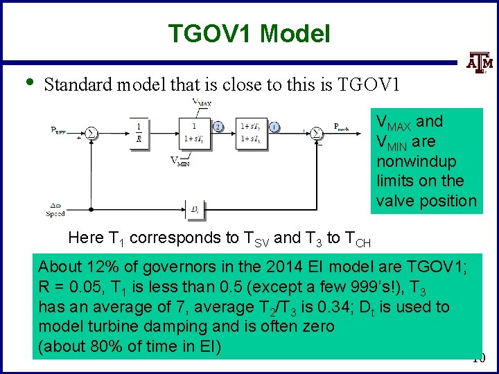 TGOV 1 Model • Standard model that is close to this is TGOV 1