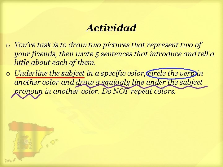 Actividad o You’re task is to draw two pictures that represent two of your