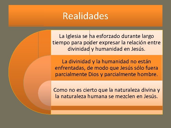 Realidades La Iglesia se ha esforzado durante largo tiempo para poder expresar la relación