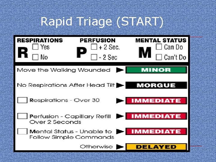 Rapid Triage (START) 