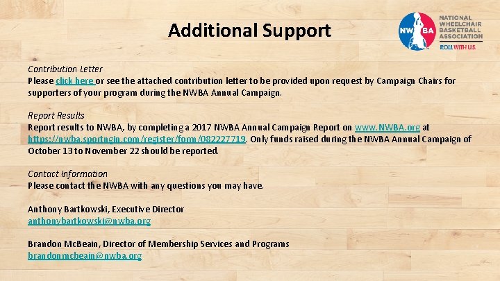 Additional Support Contribution Letter Please click here or see the attached contribution letter to