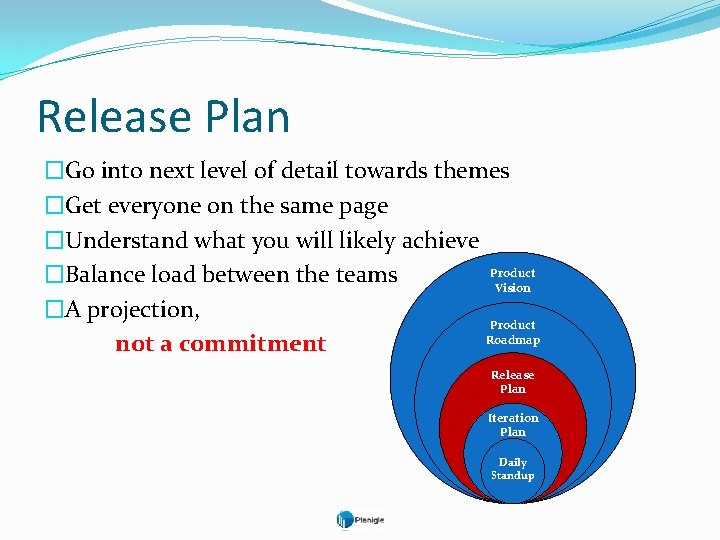 Release Plan �Go into next level of detail towards themes �Get everyone on the