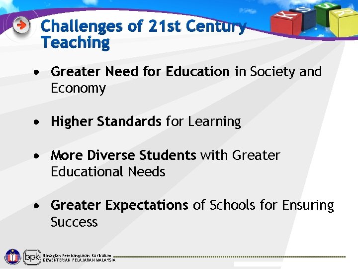 Challenges of 21 st Century Teaching · Greater Need for Education in Society and