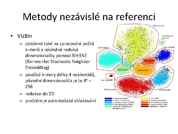 Metody nezávislé na referenci • Viz. Bin – založené také na zpracování počtů k-merů