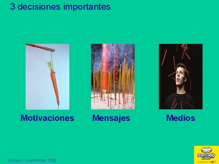 3 decisiones importantes Motivaciones Rosario, Noviembre 2006 Mensajes Medios 