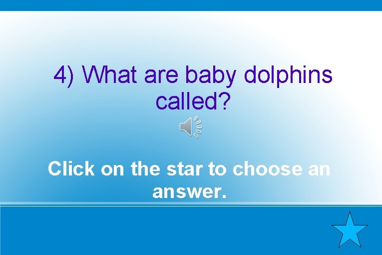 4) What are baby dolphins called? Click on the star to choose an answer.