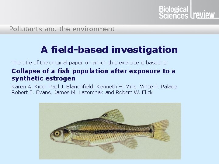 Pollutants and the environment A field-based investigation The title of the original paper on Pollutants and the environment A field-based investigation The title of the original paper on