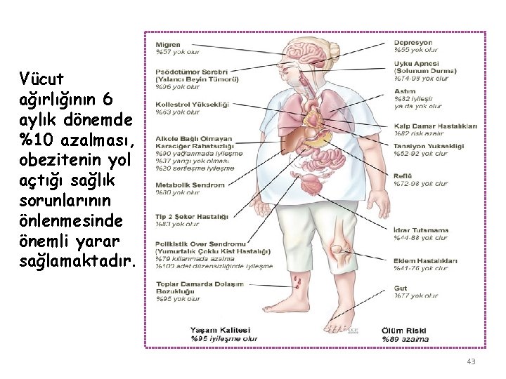 Vücut ağırlığının 6 aylık dönemde %10 azalması, obezitenin yol açtığı sağlık sorunlarının önlenmesinde önemli