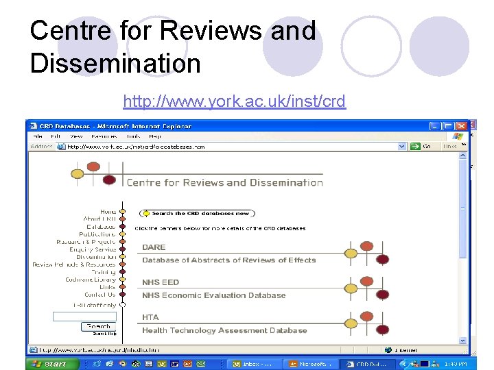 Centre for Reviews and Dissemination http: //www. york. ac. uk/inst/crd 