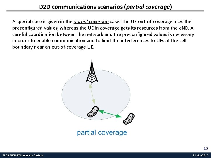 D 2 D communications scenarios (partial coverage) A special case is given in the
