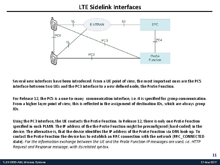 LTE Sidelink Interfaces Several new interfaces have been introduced. From a UE point of
