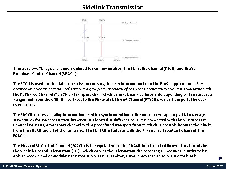 Sidelink Transmission There are two SL logical channels defined for communication, the SL Traffic