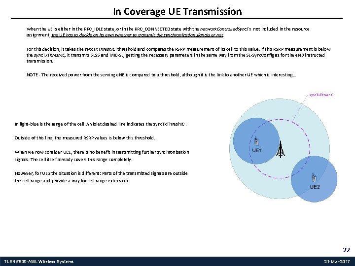 In Coverage UE Transmission When the UE is either in the RRC_IDLE state, or