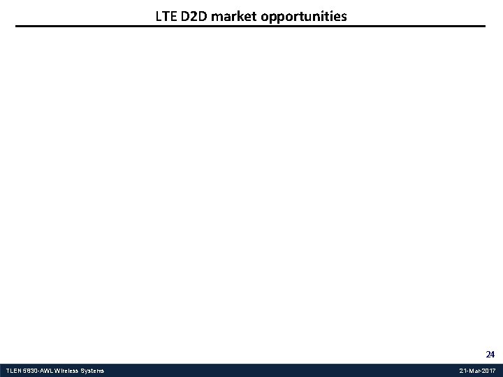 LTE D 2 D market opportunities 24 TLEN 5830 -AWL Wireless Systems 21 -Mar-2017