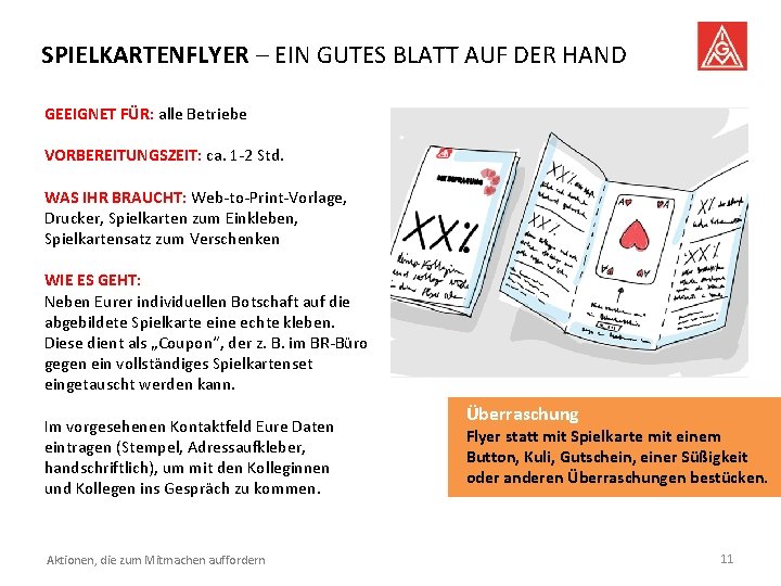 SPIELKARTENFLYER – EIN GUTES BLATT AUF DER HAND GEEIGNET FÜR: alle Betriebe VORBEREITUNGSZEIT: ca.