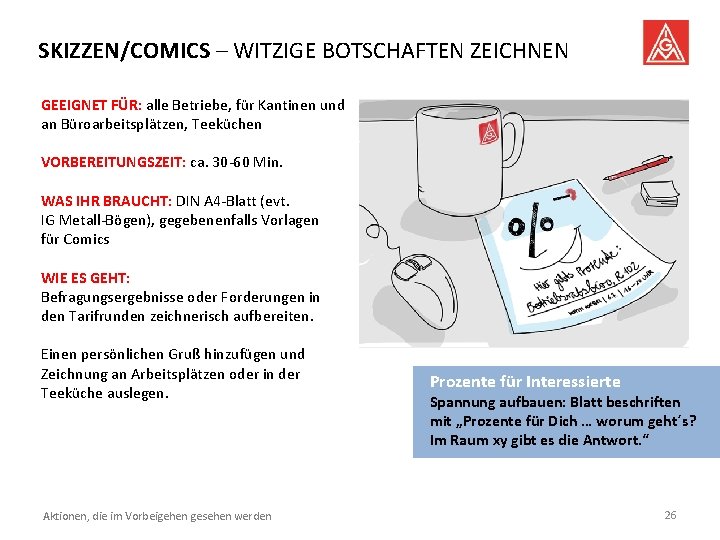 SKIZZEN/COMICS – WITZIGE BOTSCHAFTEN ZEICHNEN GEEIGNET FÜR: alle Betriebe, für Kantinen und an Büroarbeitsplätzen,