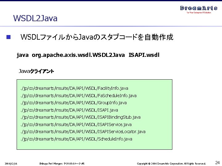 WSDL 2 Java WSDLファイルからJavaのスタブコードを自動作成 n java org. apache. axis. wsdl. WSDL 2 Java ISAPI.